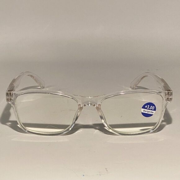 1444 Helen Reading Glasses 3.0 Readers Bluelight Filter Clear Frame NWT - Picture 3 of 9